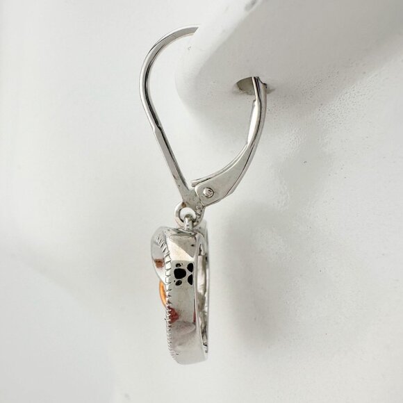 Two Tone Interlocking Hearts Diamond Accent Earrings - Picture 4 of 8